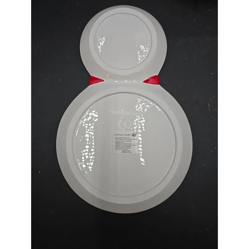 Snowman Red White Snack Plate Cup Mug. Christmas Seasonal Department 56 w/box‎